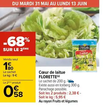 Carrefour Florette cœur de laitue offre
