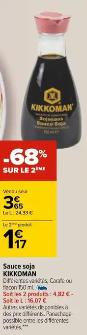 Carrefour Kikkoman sauce soja offre