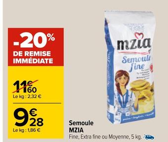 Carrefour Mzia semoule offre