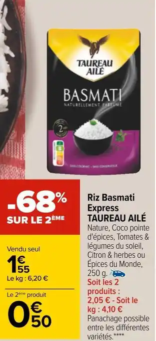 Carrefour Taureau ailé riz basmati express offre