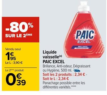 Carrefour Paic excel liquide vaisselle offre