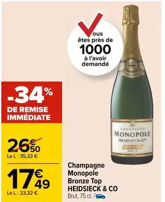 Heidsieck monopole champagne monopole bronze top