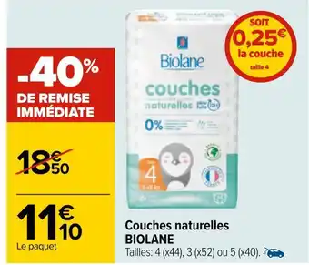 Carrefour Biolane couches naturelles offre