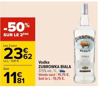 Carrefour Zubrowka biala vodka offre