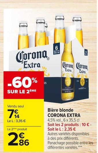 Carrefour Market Corona extra bière blonde offre