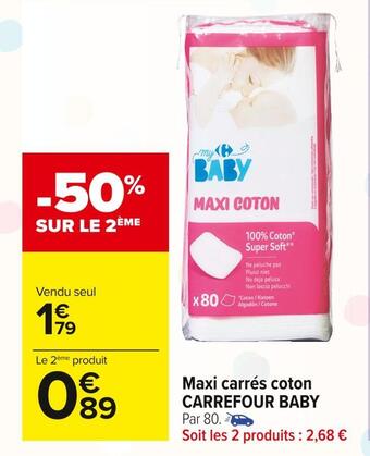 Carrefour Market Carrefour baby maxi carrés coton offre