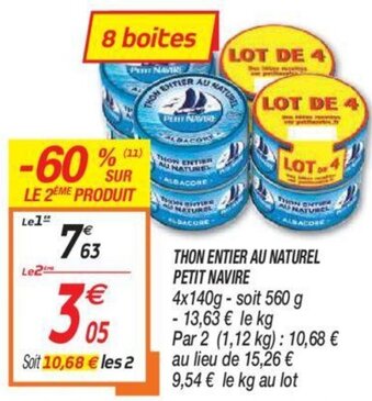 Netto Thon Entier Au Naturel Petit Navire offre