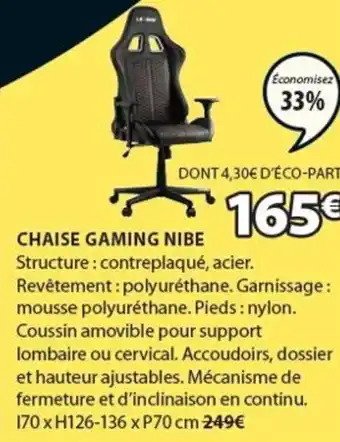 JYSK Chaise gaming nibe offre