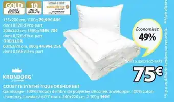 JYSK KRONBORG couette synthétique okshornet offre