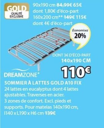 JYSK DREAMZONE sommier à lattes gold A10 fix offre