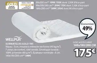 JYSK WELLPUR surmatelas gold T45 offre
