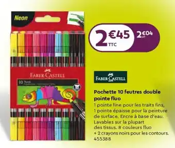 Plein ciel Fabercastell Pochette 10 Feutres Double Pointe Fluo offre