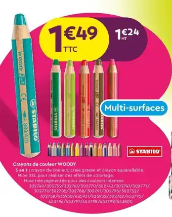 Plein ciel Stabilo Crayons de Couleur Woody offre