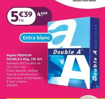 Plein ciel Papier Premium Double A 80g Cie 16 5 offre