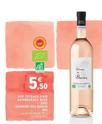 AOP Coteaux d'Aix En Provence Rosé 2021 Domaine Des Baoux Bio