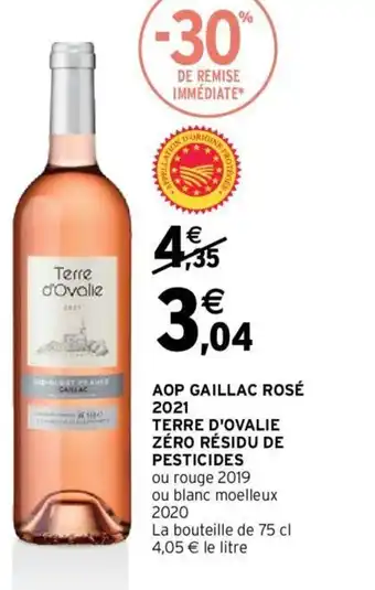 Intermarché AOP Gaillac Rosé 2021 Terre d'Ovalie Zéro Résidu de Pesticides offre