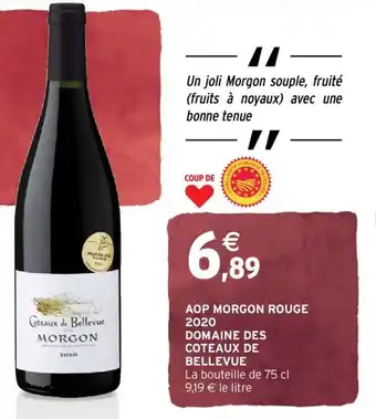 Intermarché AOP Morgon Rouge 2020 Domaine Des Coteaux de Bellevue offre