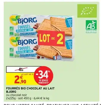 Intermarché Fourrés Bio Chocolat Au Lait Bjorg offre