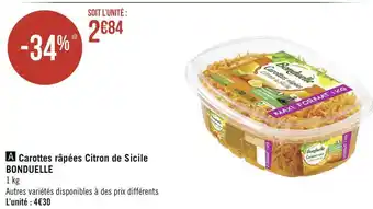 Géant Casino Bonduelle carottes râpées citron de sicile offre