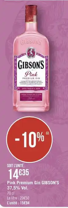 Géant Casino Gibson’s pink premium gin 37,5% vol. offre