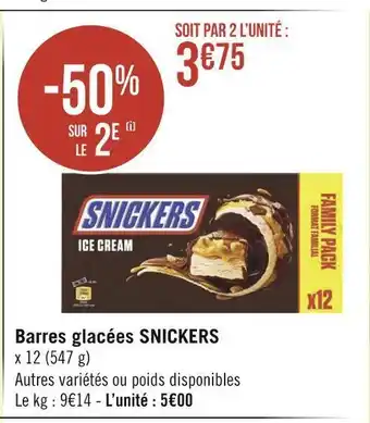 Géant Casino Snickers barres glacées offre