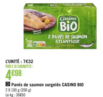 Géant Casino Casino bio pavés de saumon surgelés offre