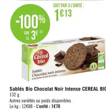 Cereal bio sablés bio chocolat noir intense