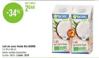 Géant Casino Bjorg lait de coco fluide bio offre