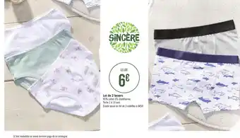 Géant Casino Sincère lot de 2 boxers offre