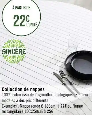 Géant Casino Sincère collection de nappes offre