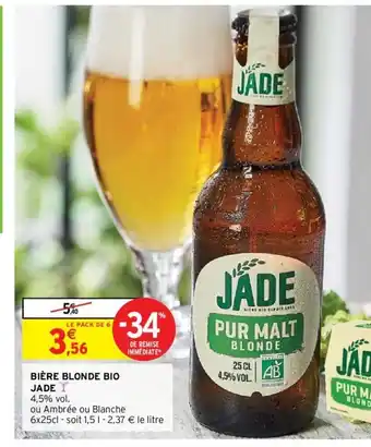 Intermarché Bière Blonde Bio Jade offre