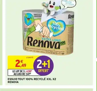 Intermarché Essuie-Tout 100% Recyclé XXL x2 Renova offre