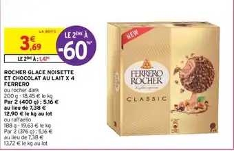 Intermarché Rocher Glace Noisette et Chocolat au Lait X 4 Ferrero offre