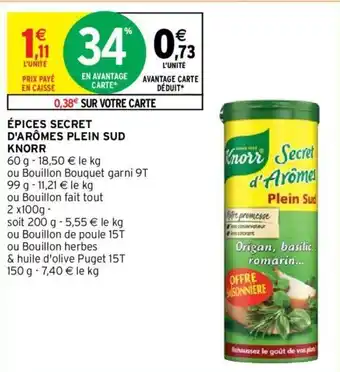 Intermarché Épices Secret d'Arômes Plein Sud Knorr offre