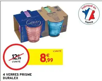Intermarché 4 Verres Prisme Duralex offre