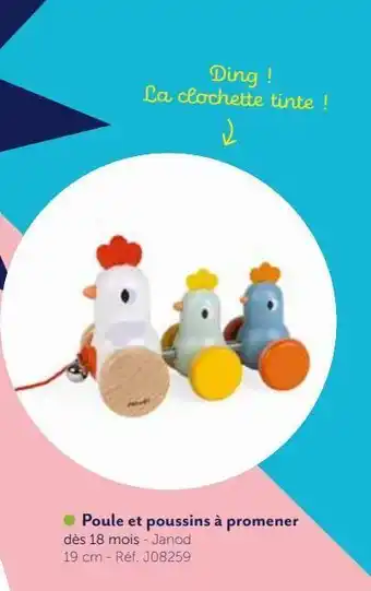 Le Bonhomme de Bois Poule et poussins a promener janod offre