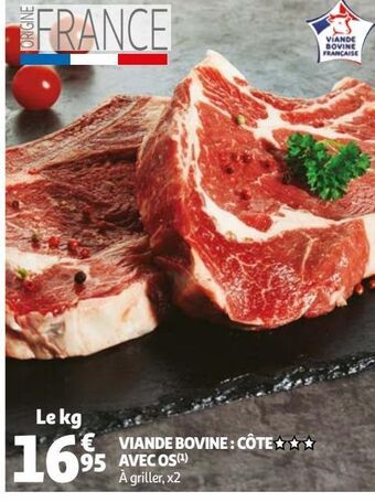 Auchan Viande bovine : côte §§§ avec os offre