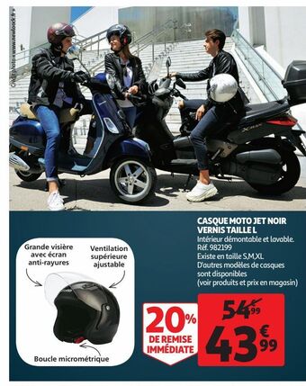 Auchan Casque moto jet noir vernis taille l offre