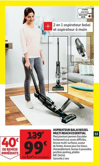 Auchan Aspirateur balai bissel multi reach essential offre