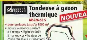 Norma Tondeuse à Gazon Thermique Scheppach offre