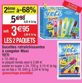 Migros Sucettes rafraîchissantes à congeler maxi YETI offre