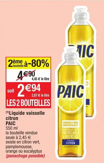 Migros Liquide vaisselle citron PAIC offre