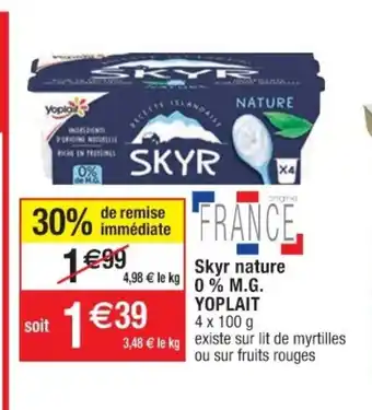 Cora x Carrefour Skyr Nature 0% M.G Yoplait offre