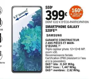 E.Leclerc Samsung Smartphone Galaxy S20FE offre
