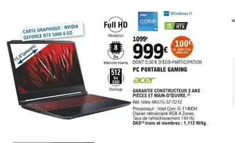 E.Leclerc Acer Pc Portable Gaming offre