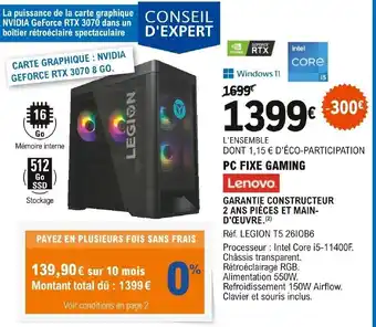 E.Leclerc Lenovo Pc Fixe Gaming offre
