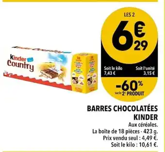 Supeco Barres Chocolatées Kinder offre
