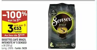 Leader Price Dosettes Café Brazil Intensité N°5 Senseo offre