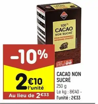 Leader Price Cacao Non Sucré offre