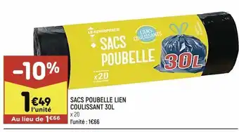 Sacs poubelles lien coulissant 30l